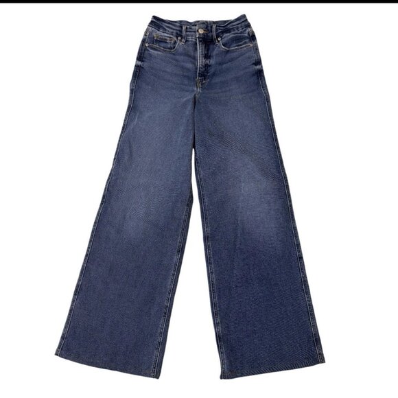 Good American Good Skate Wide Leg Jeans High Rise 4 / 27 Blue Denim - Picture 1 of 10